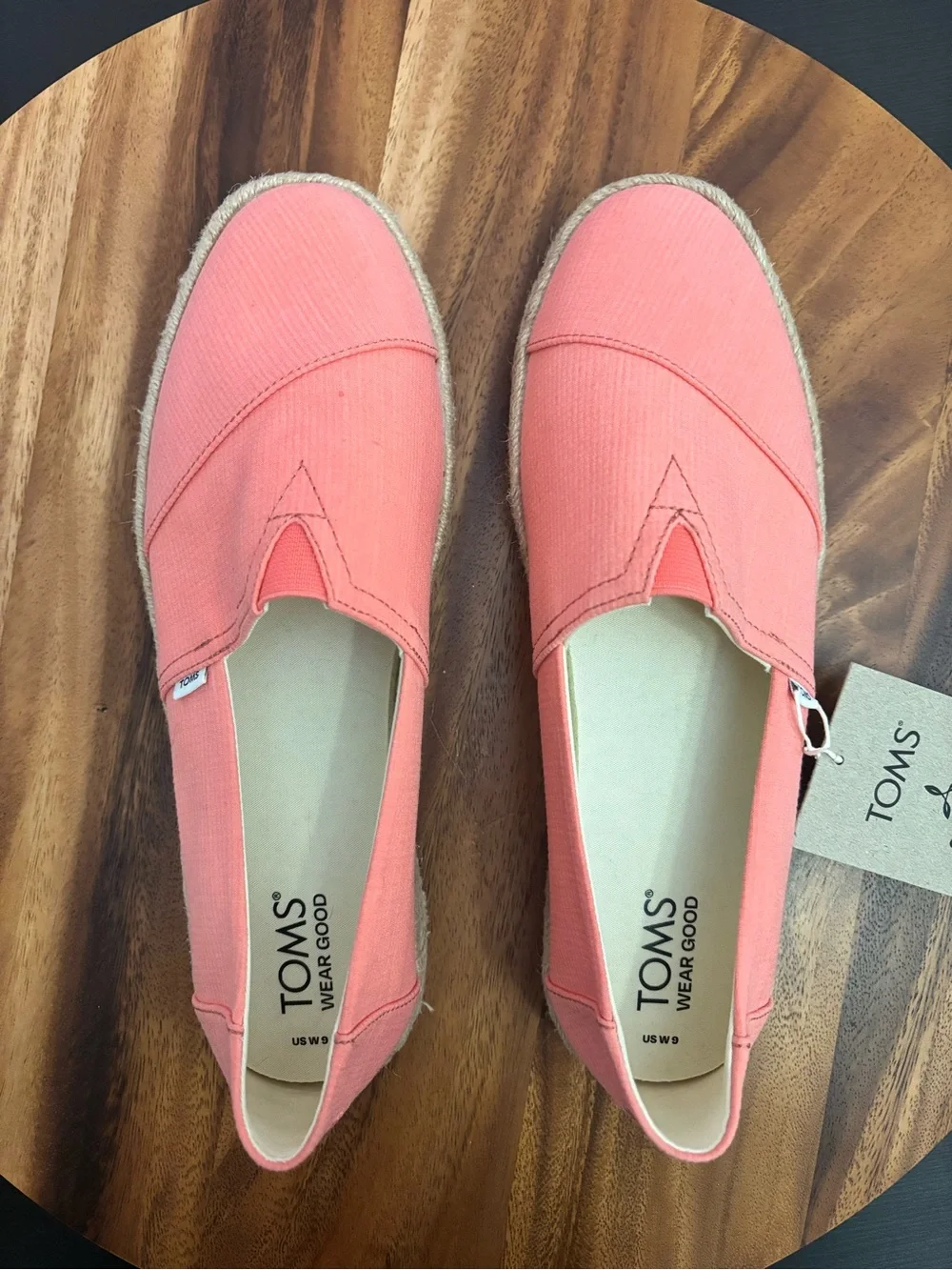 Toms Alpargata Rope Espadrilles Peach Coral NEW Women's Size 9